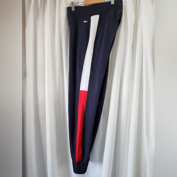 Tommy Hilfiger Navy Cotton blend joggers NWT sz S red and white stripe - Picture 9 of 10